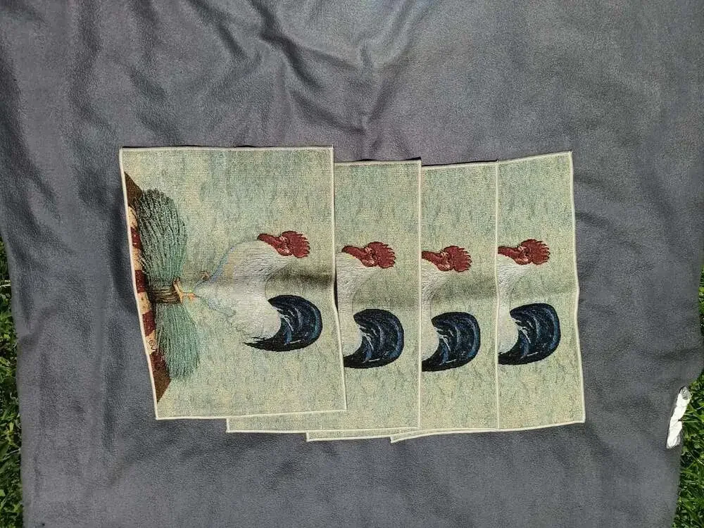J Wiens Rooster Table Placemats Set of 4 Rustic Farmhouse Kitchen Decor